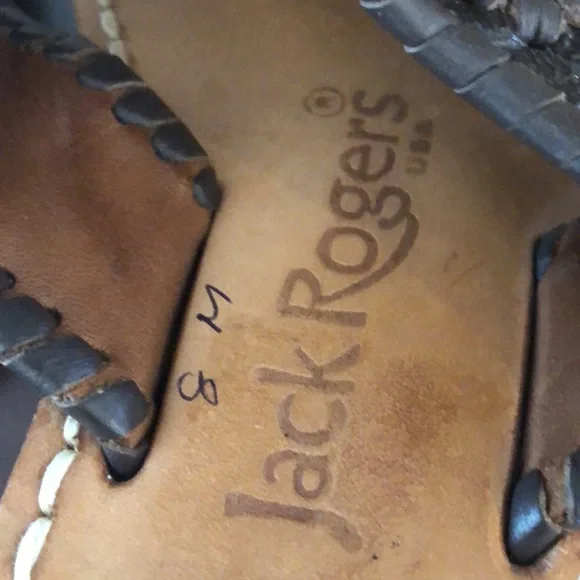 Jack Rogers 😍 ALL leather classic sandals Sz 8 originals 👒🍍👗🐙🐠🦀🦞 - Picture 4 of 4